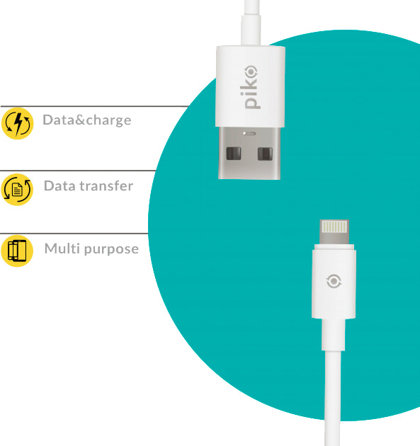 Кабель Piko Lightning – USB 2 м білий CB-UL12