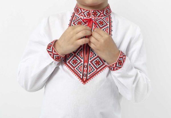 Сорочка дитяча Гармонiя Остап р.146 білий із червоним 