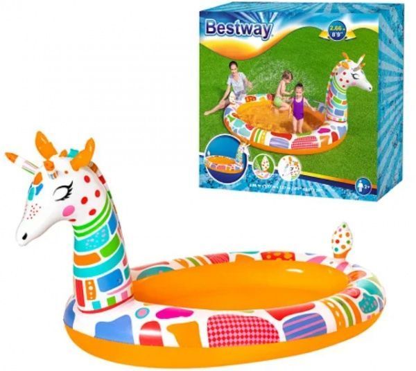 Басейн Intex BW 53089 дитячий, жираф, 266х157х127 см., помаранчево-білий