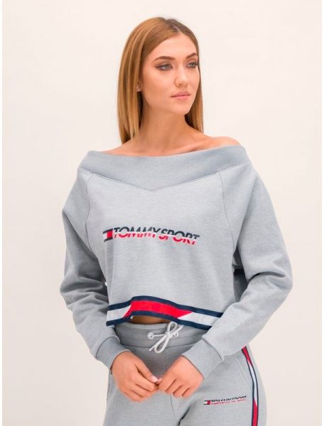 Джемпер Tommy Hilfiger CROP V NECK SWEATER WITH TAPE S10S100363001 р. L светло-серый