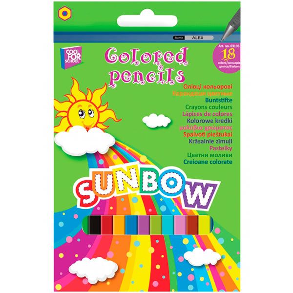 Олівці кольорові Sunbow 18 шт. 03103 Cool For School