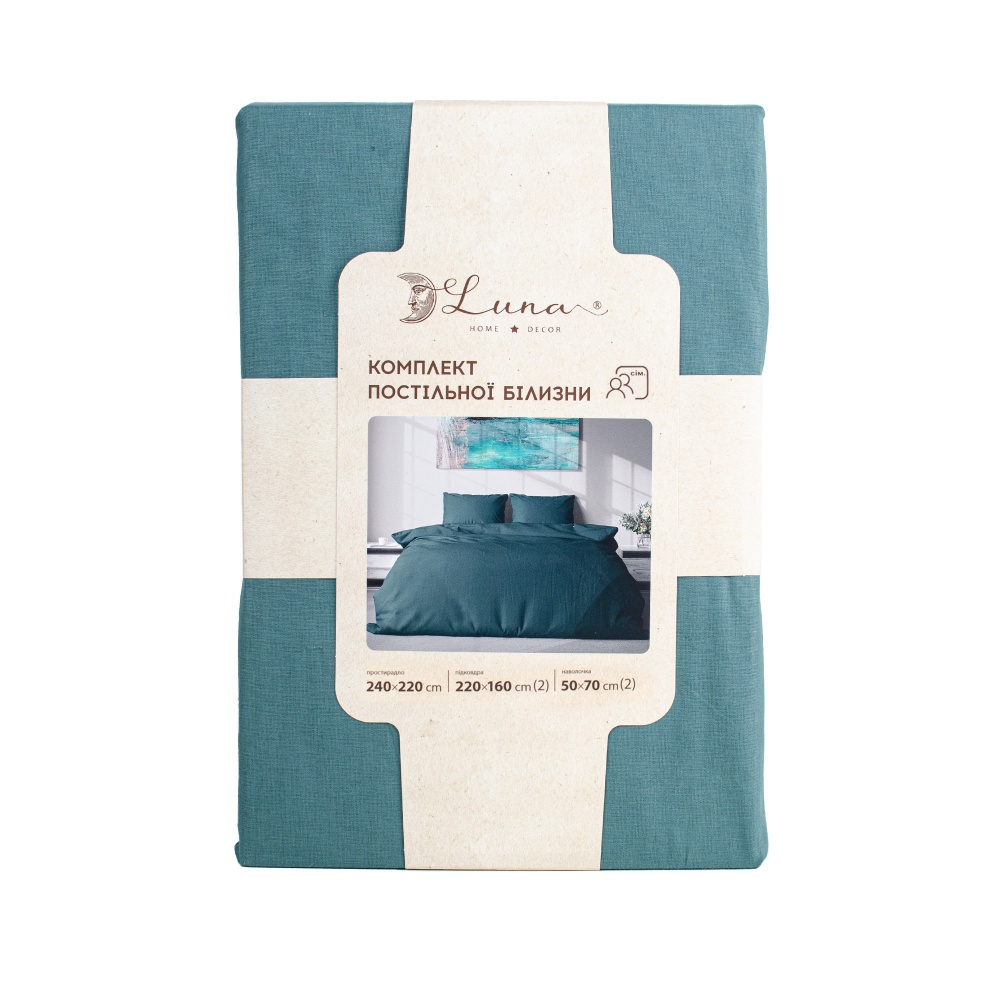 Комплект постельного белья Mono поплин семейный зеленый Luna