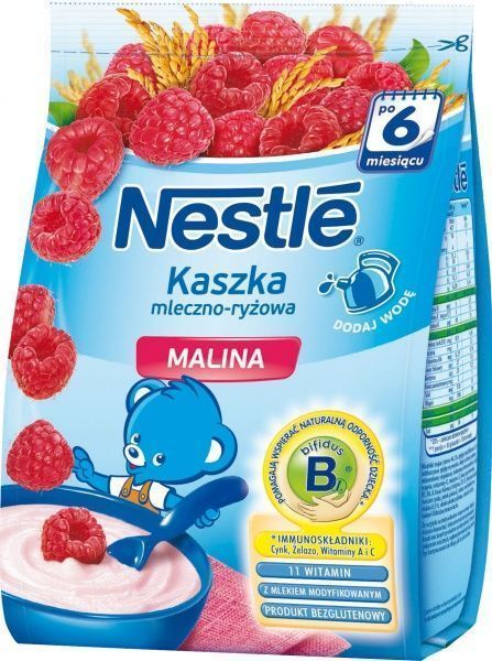 Каша молочна Nestle від 6 місяців рисова з малиною 7613031556861 230 г 