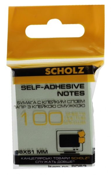 Бумага для заметок с липким слоем 38х51мм 100 лист. цвет в ассортименте 8053 SCHOLZ
