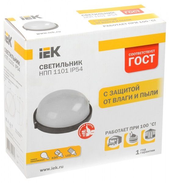 Світильник адміністративний IEK НПП1101 круг 100 Вт IP54 білий 