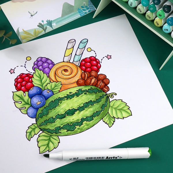 Набор маркеров Arrtx спиртовых Alp ASM-02GN 24 цвета зеленые оттенки LC302246 