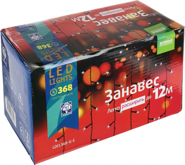 Електрогірлянда-штора зелена LDCL368-G-E вбудований світлодіод (LED) 368 ламп 1,5 м 
