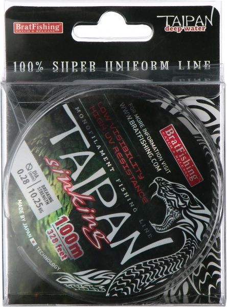 Леска BratFishing Taipan Sinking НС0003906 100м 0,28мм 10,25кг