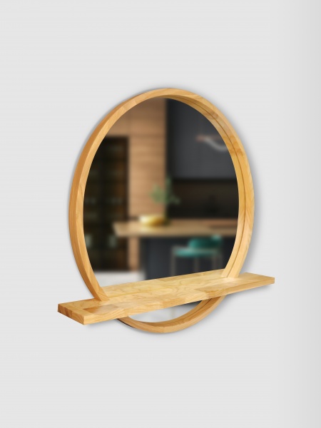 Дзеркало з поличкою Luxury Wood Sunrise ясен натуральний D600 мм 