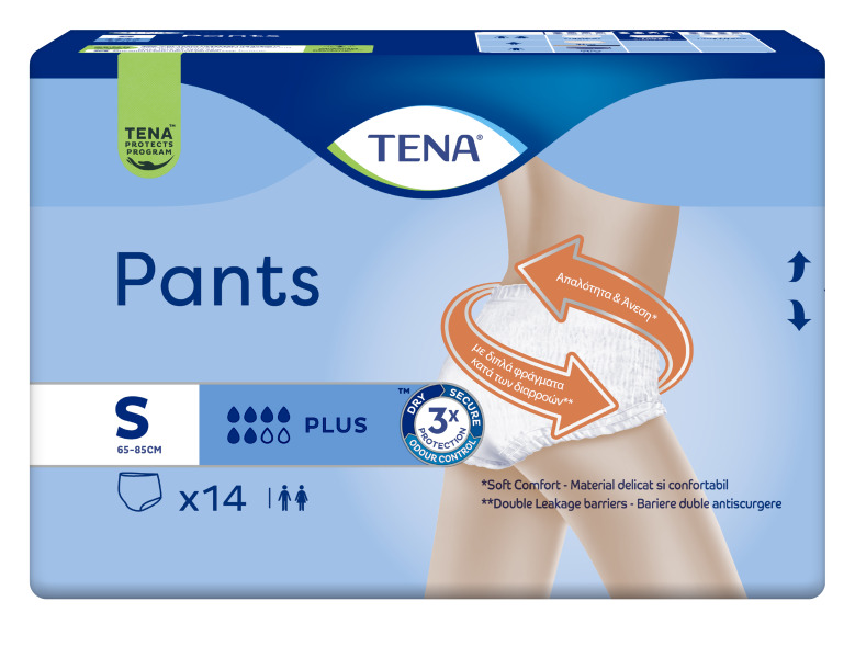 Подгузники-трусики Tena TENA Pants Plus урологические трусы-подгузники для взрослых размер S 65-85 см 14 шт 14 шт.