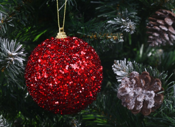 Елочная игрушка в форме шара красная стеклянная 8 см 8 мм красный ABJ404020