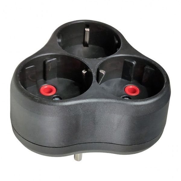 Тройник Neomax с заземлением 3 гн. черный NX1114 