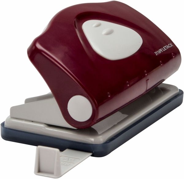 Дырокол с линейкой красный 10 листов Letack