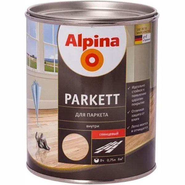 Лак Parkettlack Glaenzend Alpina глянець 0.75 л