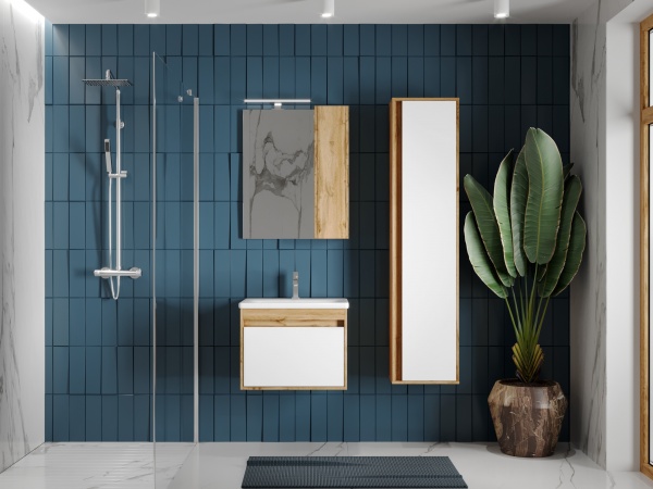 Тумба підвісна ЮВЕНТА Тумба Malta - 65 білий з умивальником Soft-65