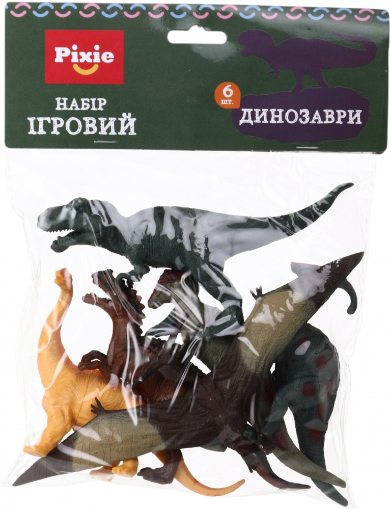 Игровой набор PIXIE динозавры 6 шт. 21х30х4 см пластик YX-PK056-1