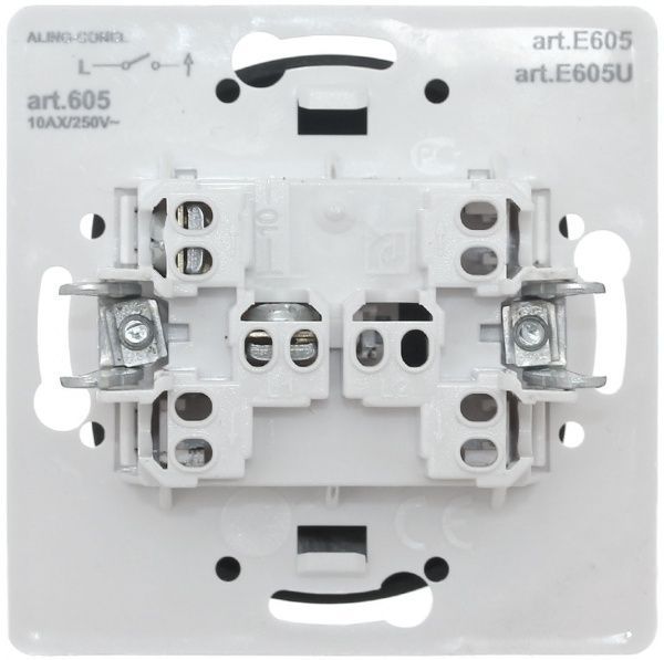 Вимикач одноклавішний Aling-Conel Eon без підсвітки 10 А 250В чорний E605.E1