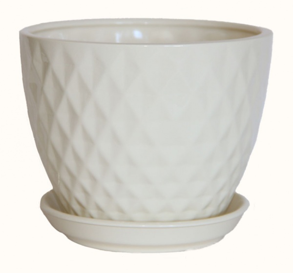 Горшок керамический Ориана-Запорожкерамика Ромб новый №1 глянец фигурный 4,5 л бежевый (073-01-001) 