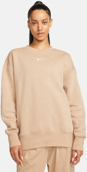 Свитшот Nike W NSW PHNX FLC CREW OS DQ5733-200 р. L бежевый