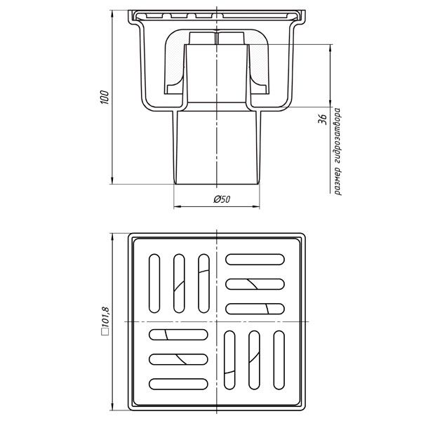 Трап зливний Ani Plast TA5202EU 100х100/50 мм