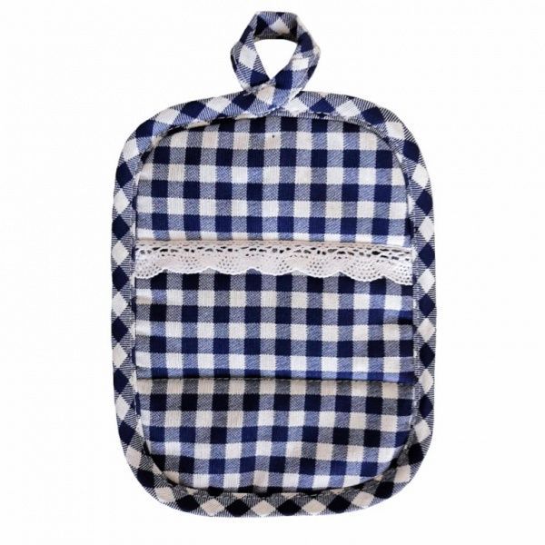 Набор кухонный Прихватка и рукавичка Синяя клеточка синий Прованс 