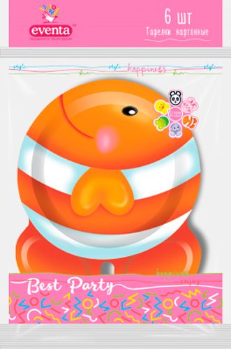 Тарілки одноразові Eventa звірята 20 см в асортименті 6 шт.