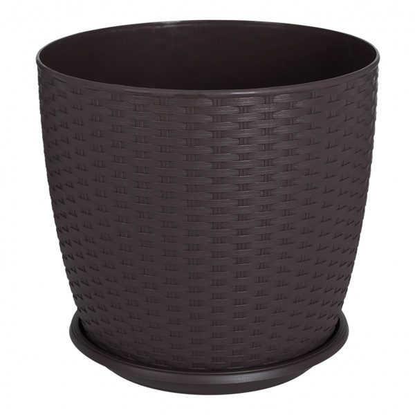 Горщик Алеана Ротанг з підставкою 12,0х11,0 см круглий 0,9 л темно-коричневий (114055) 