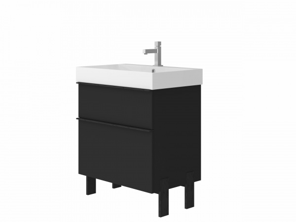Тумба напольная ЮВЕНТА Manhattan - 70 черный с умывальником Stance-70