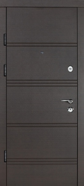 Дверь входная Revolut Doors В-413 модель 163 венге горизонт темный / дуб пломбир горизонт 2040x940 мм левая