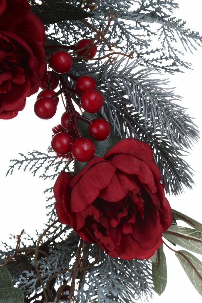 Вінок новорічний хвойний з ягодами d340 мм SK70428W-B121 -34CM