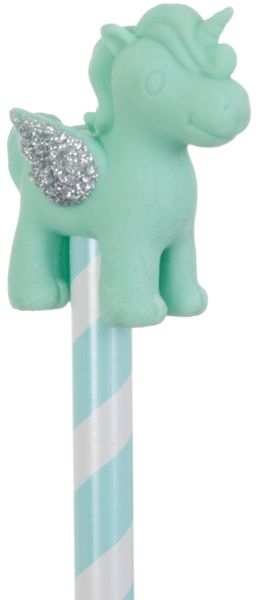 Карандаш чернографитный с ластиком Единорог с крыльями зеленый