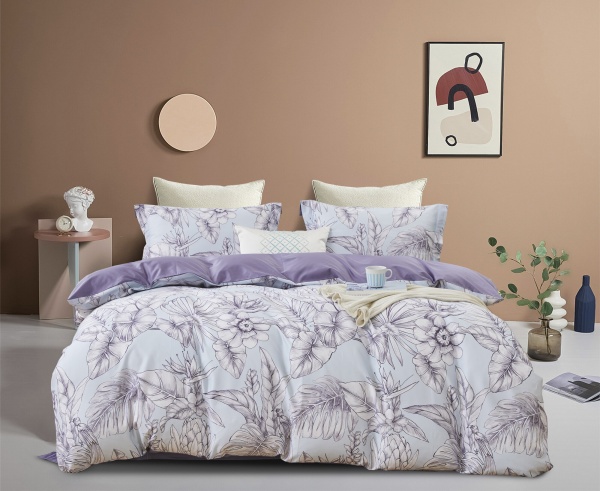 Комплект постільної білизни Mirano 2 білий із бузковим La Nuit 