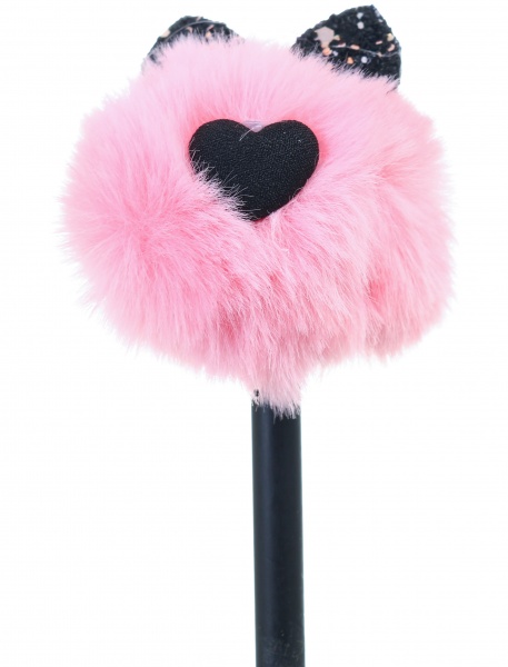 Карандаш чернографитный Пушистик с ушками розовый