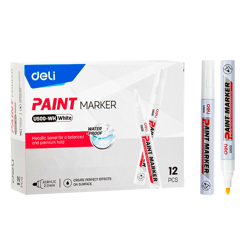 Маркер перманентный Deli EU500-WH 2,0 мм белый