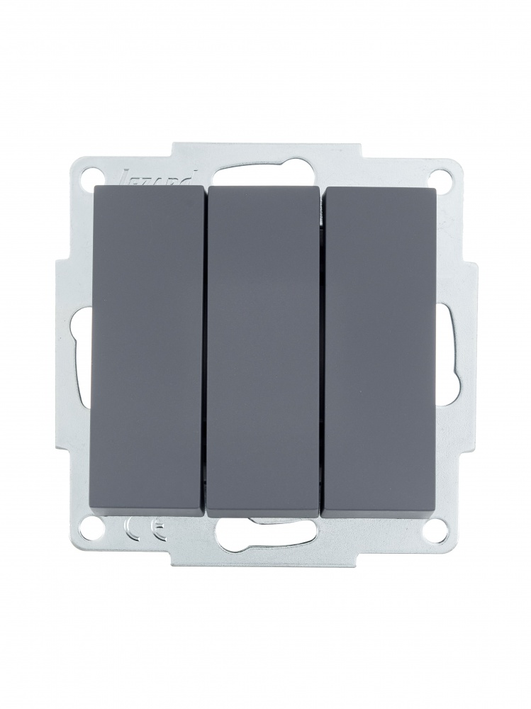 Вимикач триклавішний Lezard Vesna без підсвітки шефілд грей 742-3488-109