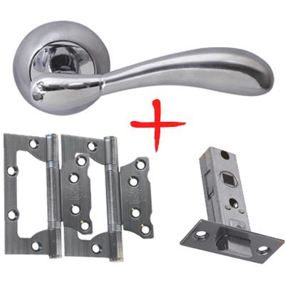 Замок врезной с ручками без запирания RDA Imola 6-45 матовый хром/хром с петлями