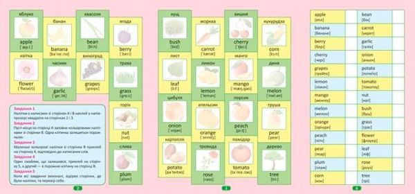 Книга «Наліпки Playing English. Рослини, овочі, фрукти (наліпки)»