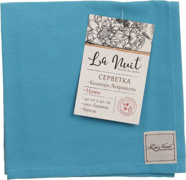 Серветка La Nuit Яскравість 40x40 см бірюзовий 