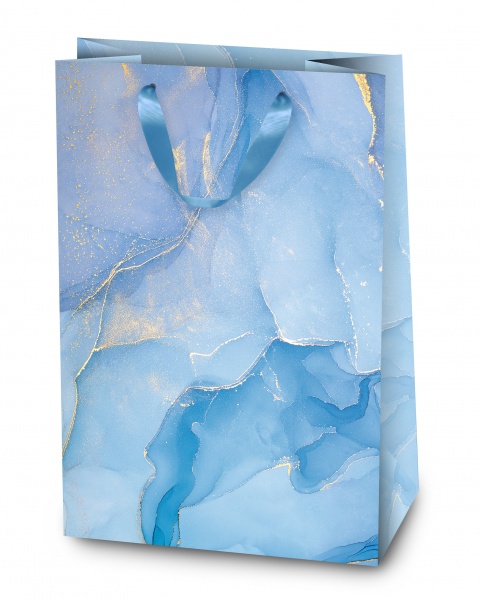 Пакет подарунковий 34,5х22,5х11 синій мармур