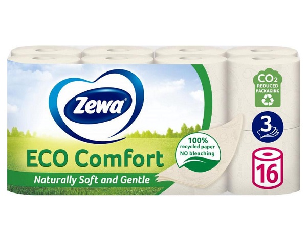 Туалетная бумага Zewa Eco Comfort (150 отрывов) трехслойная 16 шт.
