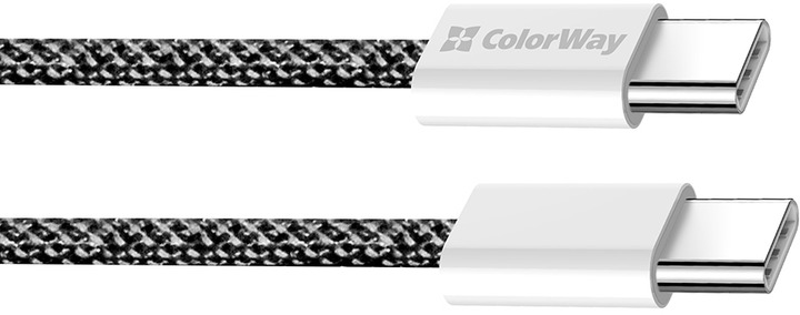 Кабель ColorWay Type-C - Type-C (braided cotton) (PD Fast Charging 60W) 3.0А 1 м чорний (CW-CBPDCC061-BK)