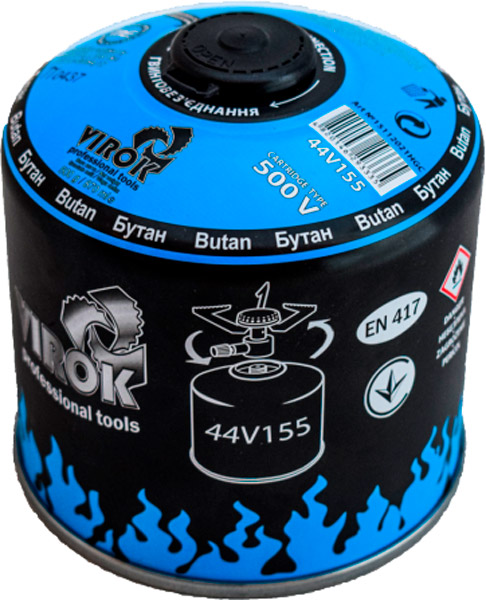 Баллон газовый Virok с резьбой 500 г/870 мл для плит/кемпинга (EN417) 