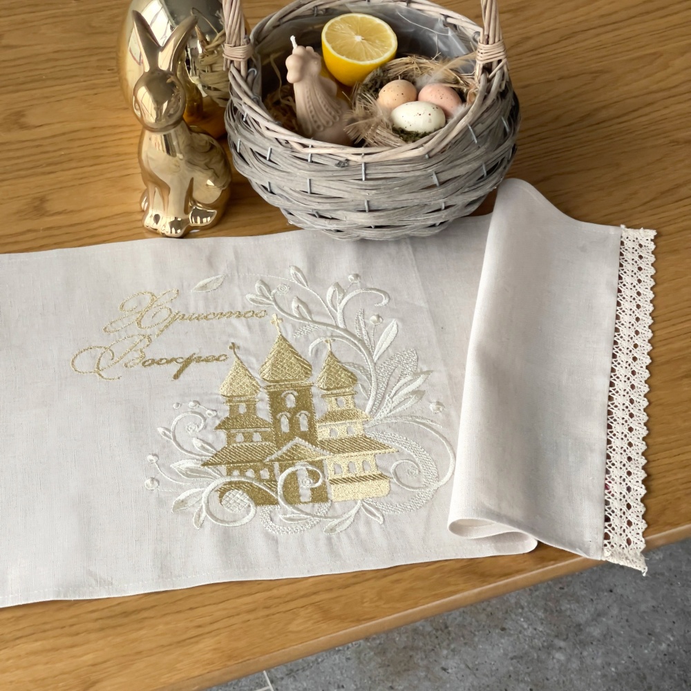 Рушник великодній 434-24/00 30x70 см Едельвіка бежевий