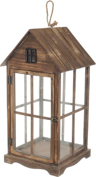 Свічник ліхтар Будиночок дерев'яний 32х32х63 см