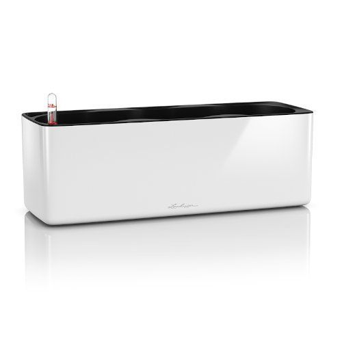 Вазон пластиковий Lechuza Cube Glossy Triple 13670 прямокутний білий 