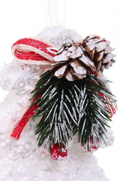 Декоративна підвіска Ялинка з декором 11x13 см HF20Y11-56 білий