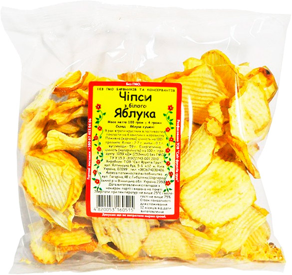 Чипсы ТМ СВІТ ФРУКТІВ из белого яблока 100г