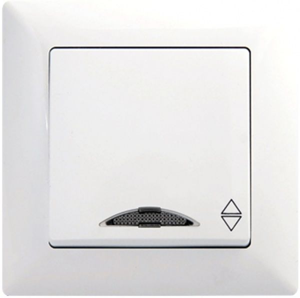 Выключатель проходной одноклавишный Gunsan Visage с подсветкой 16 А 250В IP20 белый