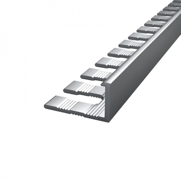 Уголок для плитки АЛЮПРО внешний гребень алюминий 10 мм 2,71м серебро 