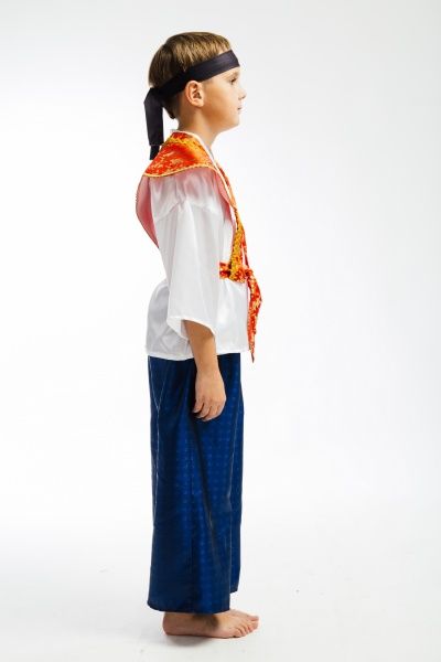 Костюм карнавальний КАРНАВАЛІЯ Самурай р.110-116 білий із синім 